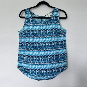 Olive & Oak Sleeveless Top Blue Patterned Back Quarter Zip Size Medium